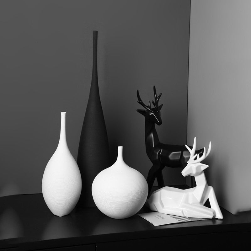 Minimalistische stijl handgemaakte keramische vaas minimalistische wit zwart bloempot Home Decor